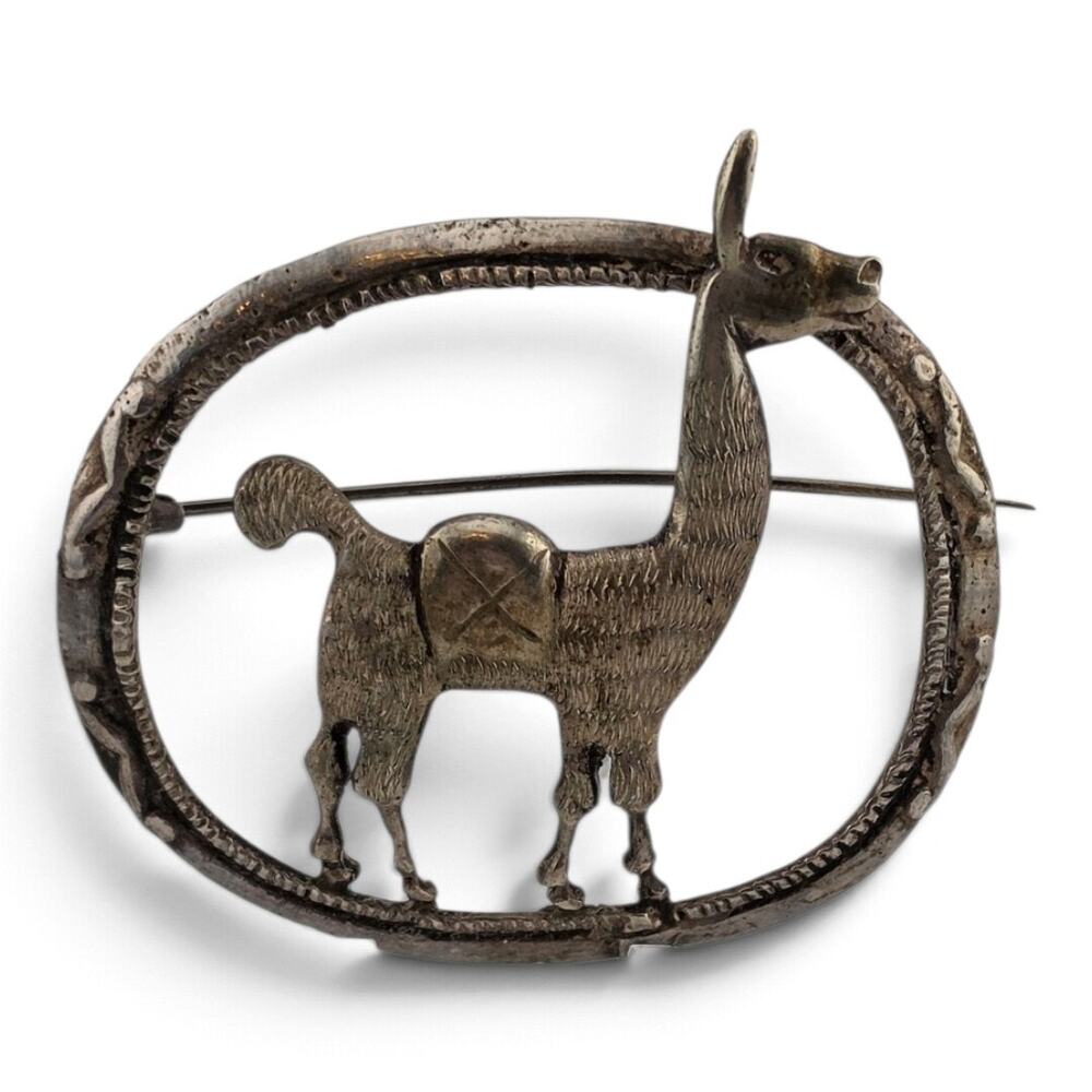 Vintage Mexican 900 Silver Donkey Burro Brooch Figural Folk Art Pin 2.25 in